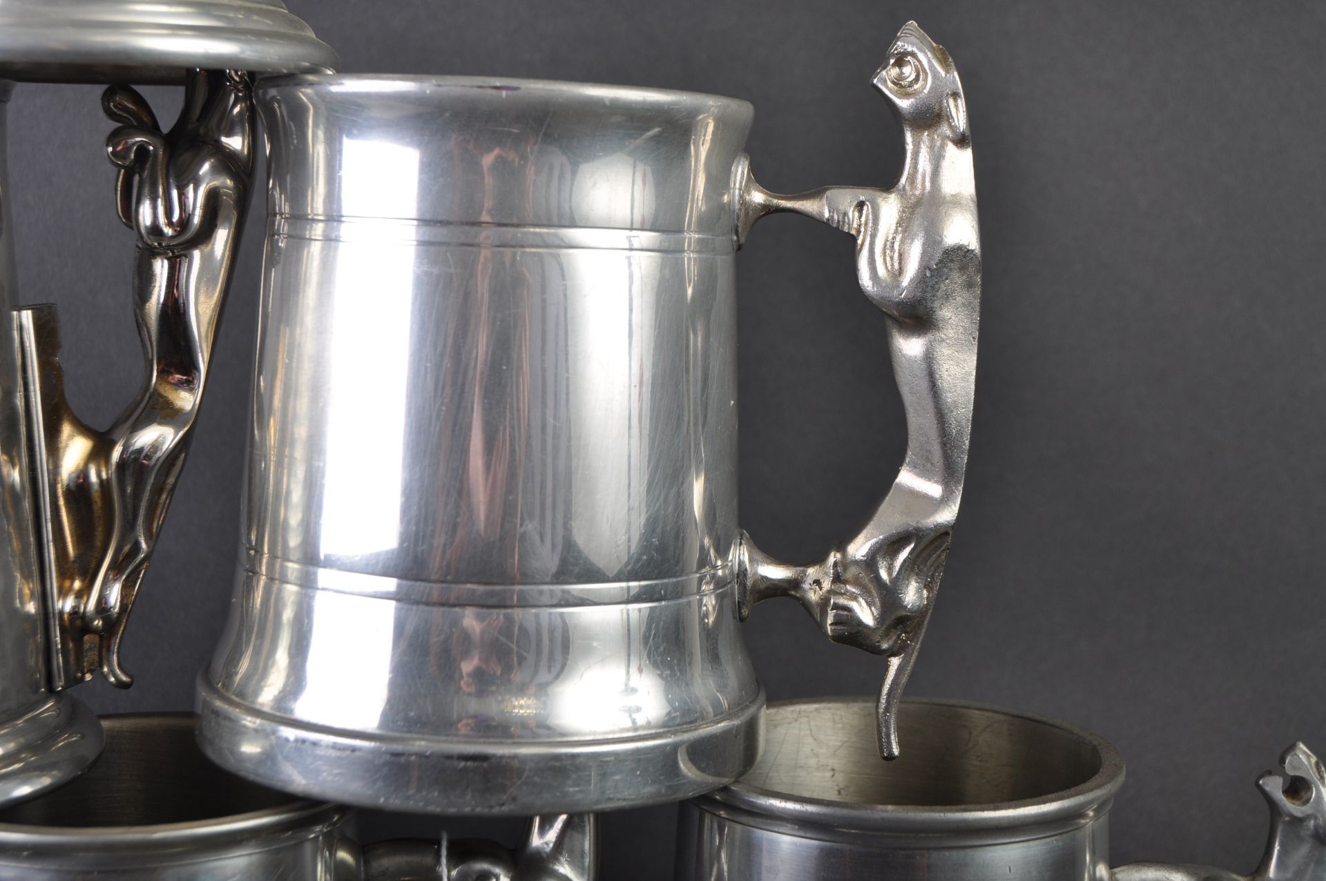 JAGUAR - COLLECTION OF SIX ORIGINAL MASCOT HANDLED PEWTER TANKARDS - Image 4 of 7