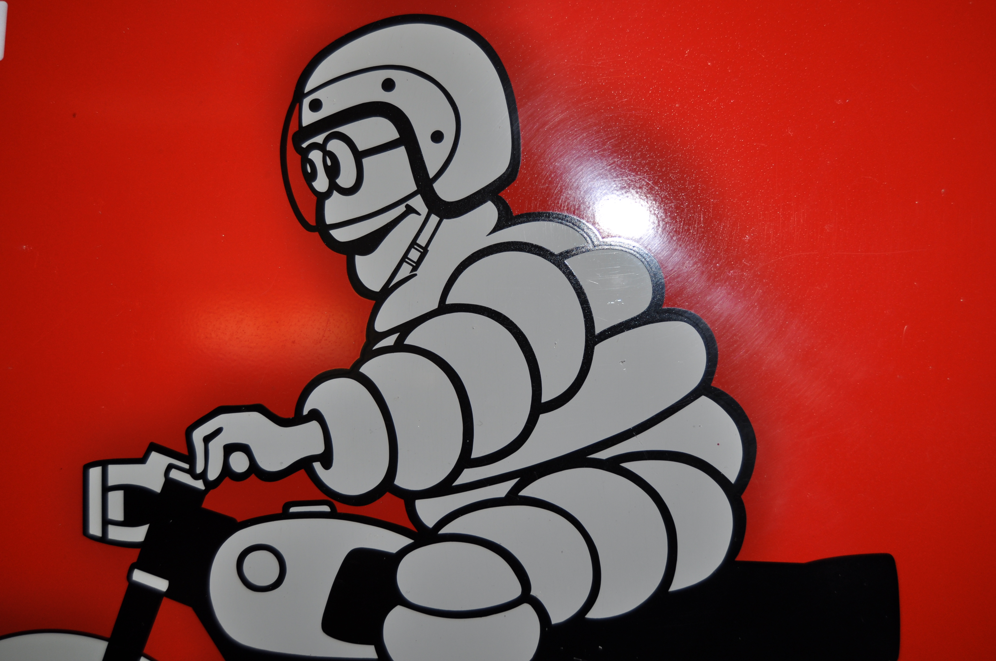 MICHELIN TYRES - ORIGINAL VINTAGE ENAMEL SCOOTER SIGN - Image 2 of 3