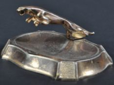 JAGUAR - UNUSUAL VINTAGE 1970S SPELTER LEAPER ASHTRAY