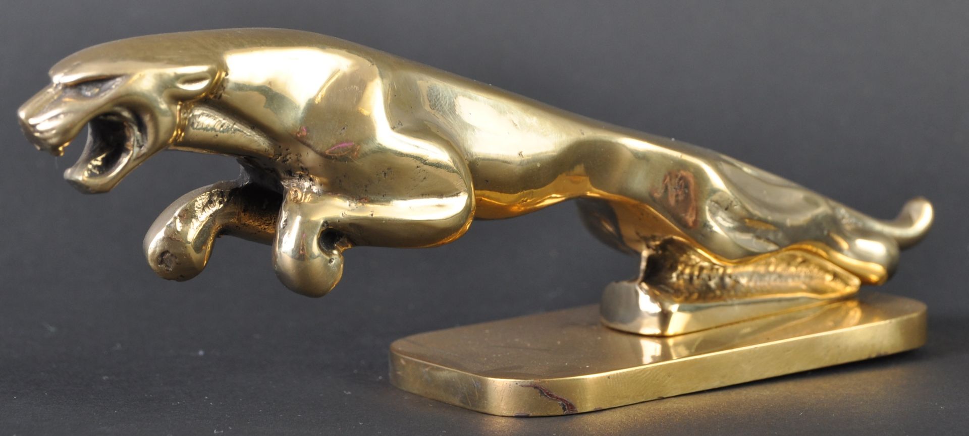 JAGUAR MASCOT - ORNAMENTAL TYPE 2 LEAPER ON BRASS BASE