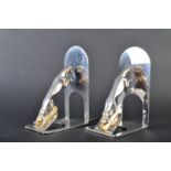 JAGUAR - PAIR OF ORIGINAL STAINLESS STEEL BOOKENDS