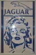 JAGUAR - UNUSUAL ANDY WARHOL TYPE DEALERSHIP ADVERTISING POSTER