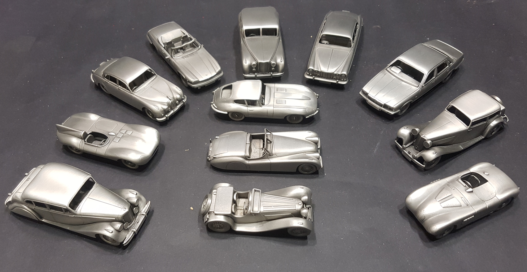 JAGUAR - SET OF FRANKLIN / DANBURY MINT MADE PEWTER MODELS