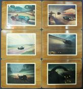 JAGUAR - SET OF 1950S TABLE PLACE MATS WITH RACING PRINTS