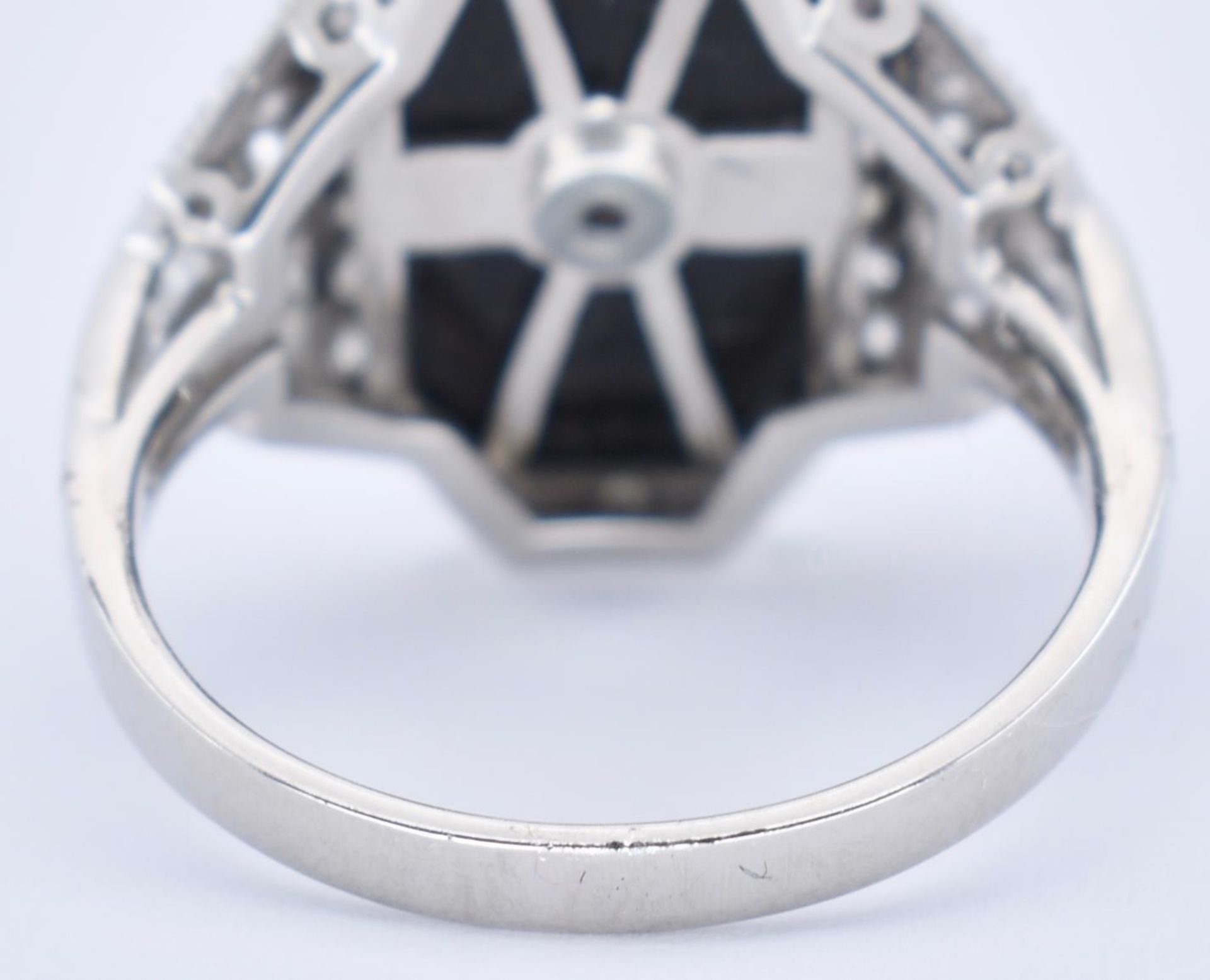 PLATINUM, ONYX AND DIAMOND ART DECO DRESS RING - Image 6 of 11