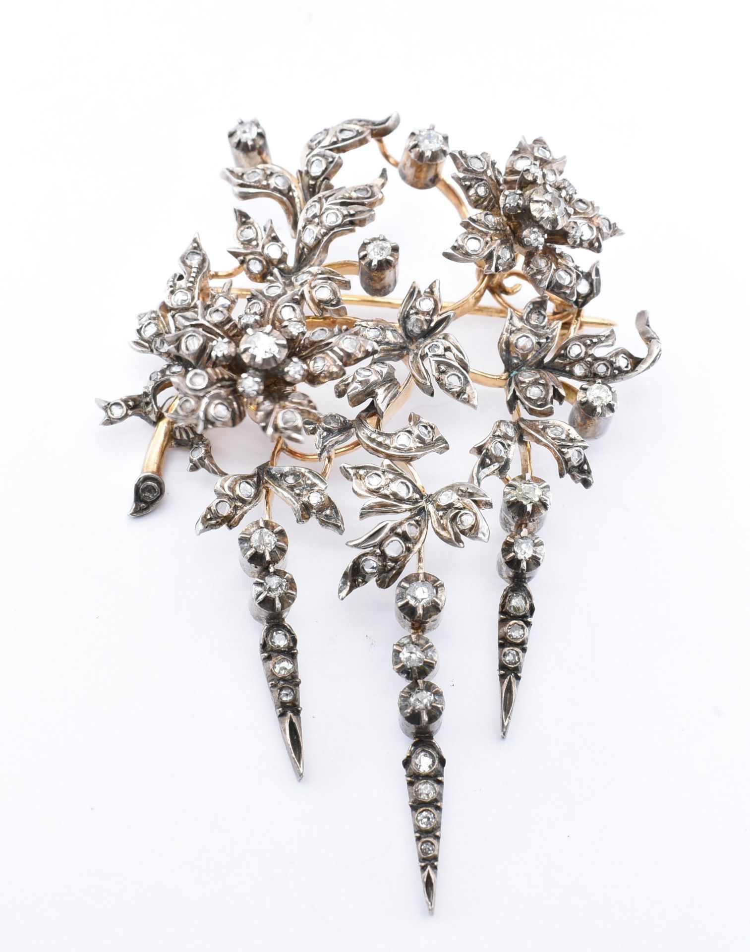 19TH CENTURY 18CT GOLD & SILVER EN TREMBLANT BROOCH - Image 3 of 6