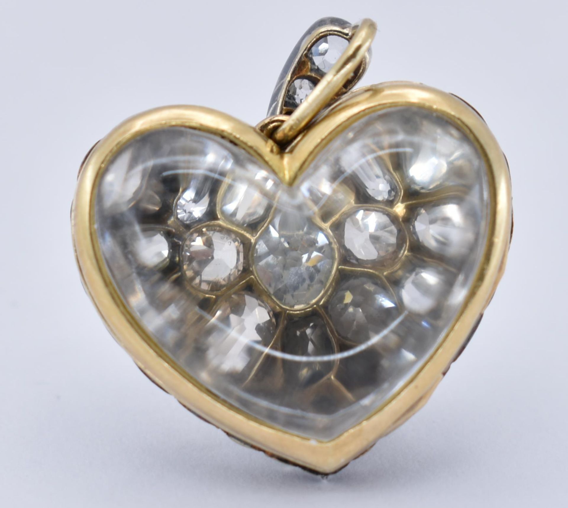 VICTORIAN DIAMOND & ROCK CRYSTAL HEART LOCK PENDANT - Image 3 of 6