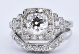 ART DECO PLATINUM AND DIAMOND CLUSTER RING