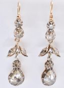 PAIR OF 19TH CENTURY GOLD DIAMOND PENDANT EARRINGS