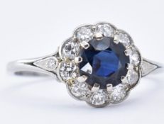 18CT WHITE GOLD SAPPHIRE & DIAMOND RING