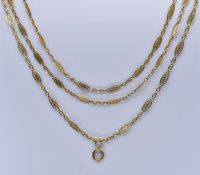 FRENCH 18CT GOLD LONG GUARD CHAIN NECKLACE