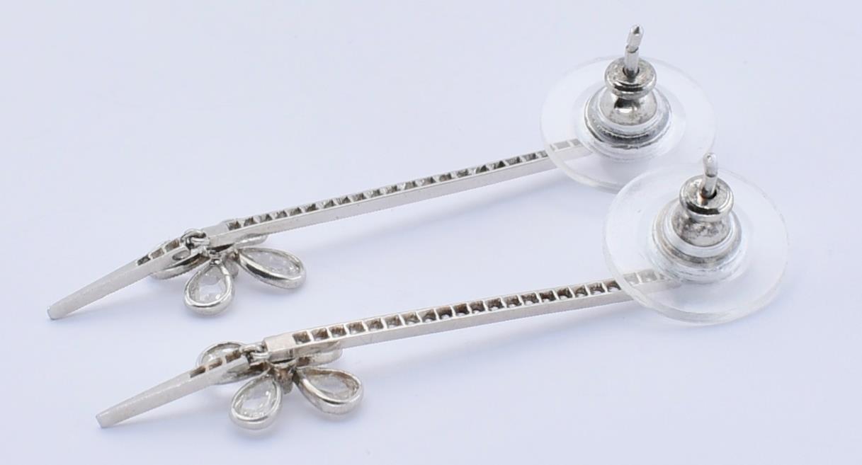 FRENCH 18CT WHITE GOLD & DIAMOND FLOWER EARRINGS - Image 3 of 3