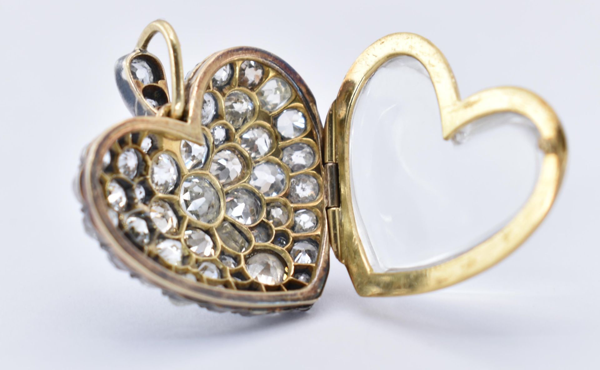 VICTORIAN DIAMOND & ROCK CRYSTAL HEART LOCK PENDANT - Image 6 of 6