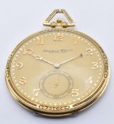 14CT GOLD INTERNATIONAL WATCH CO OPEN FACED POCKET WATCH