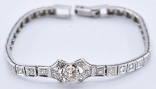 PLATINUM AND OLD CUT DIAMOND SET BRACELET