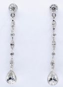 PAIR OF PLATINUM AND DIAMOND DROP EARRINGS