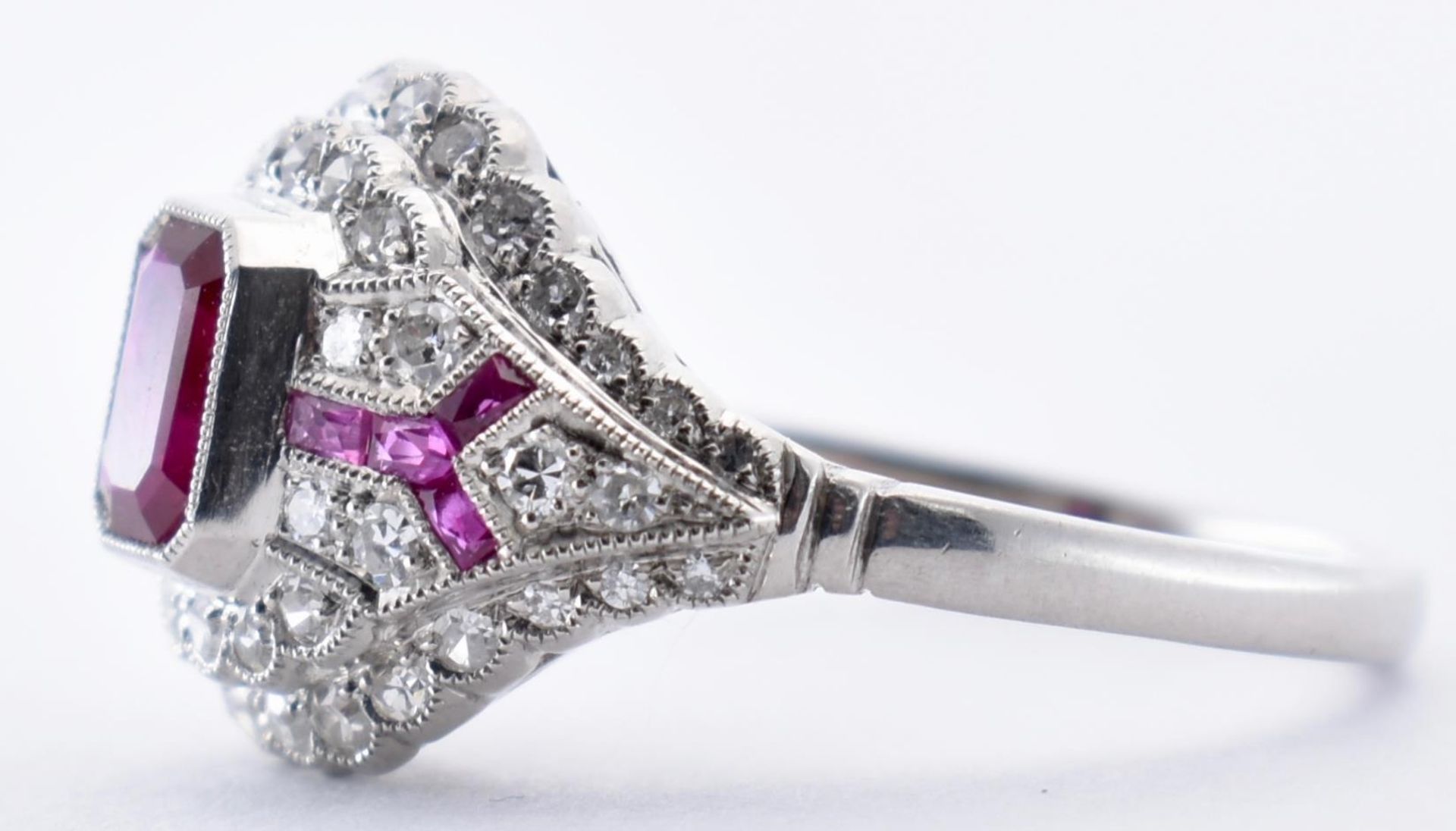 18CT WHITE GOLD RUBY AND DIAMOND CLUSTER RING - Image 2 of 4