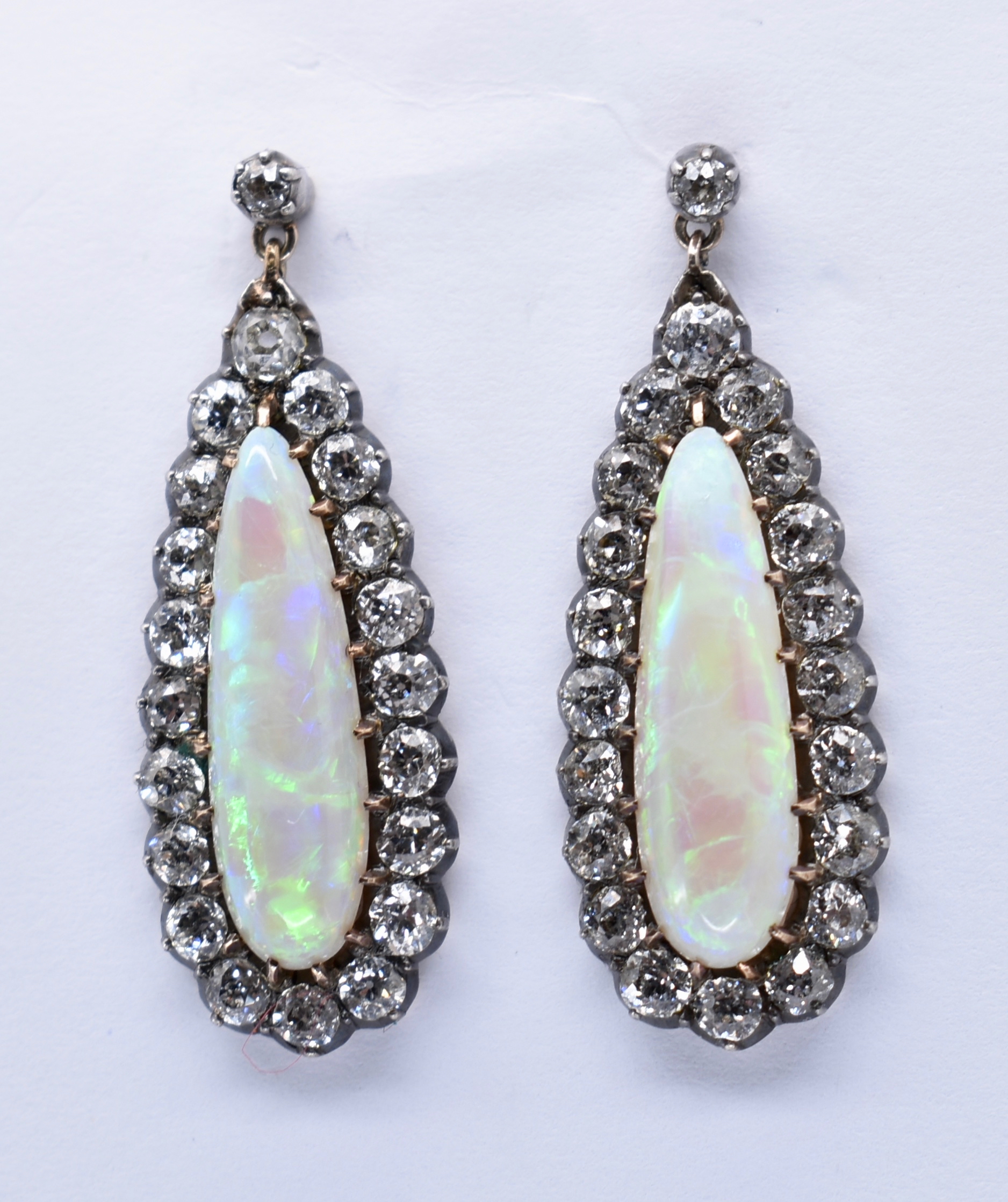 PAIR OF ANTIQUE OPAL & DIAMOND PENDANT EARRINGS - Image 2 of 4