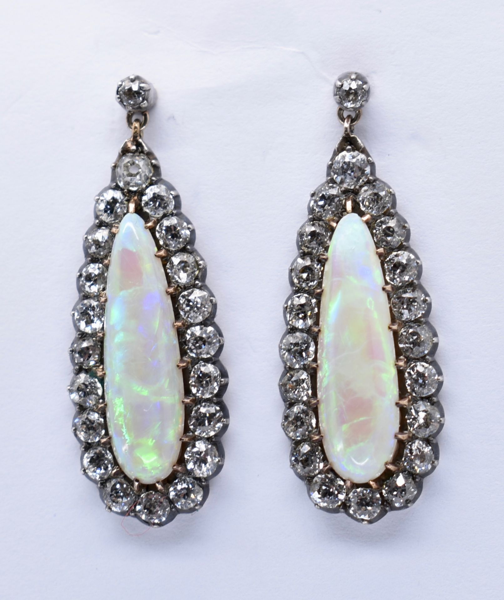 PAIR OF ANTIQUE OPAL & DIAMOND PENDANT EARRINGS - Image 2 of 4