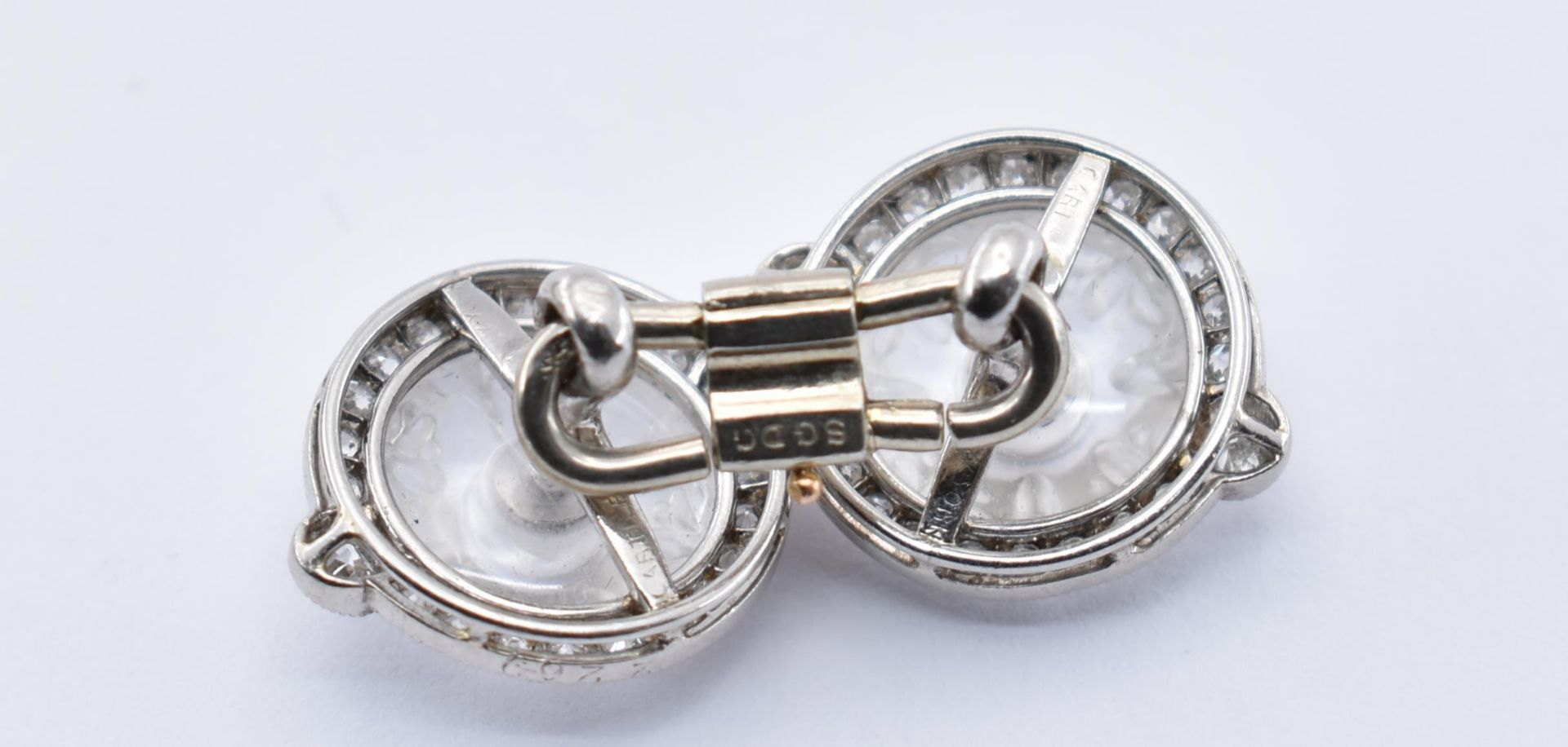 CARTIER WHITE GOLD PLATINUM & ROCK CRYSTAL CUFFLINKS - Image 5 of 8