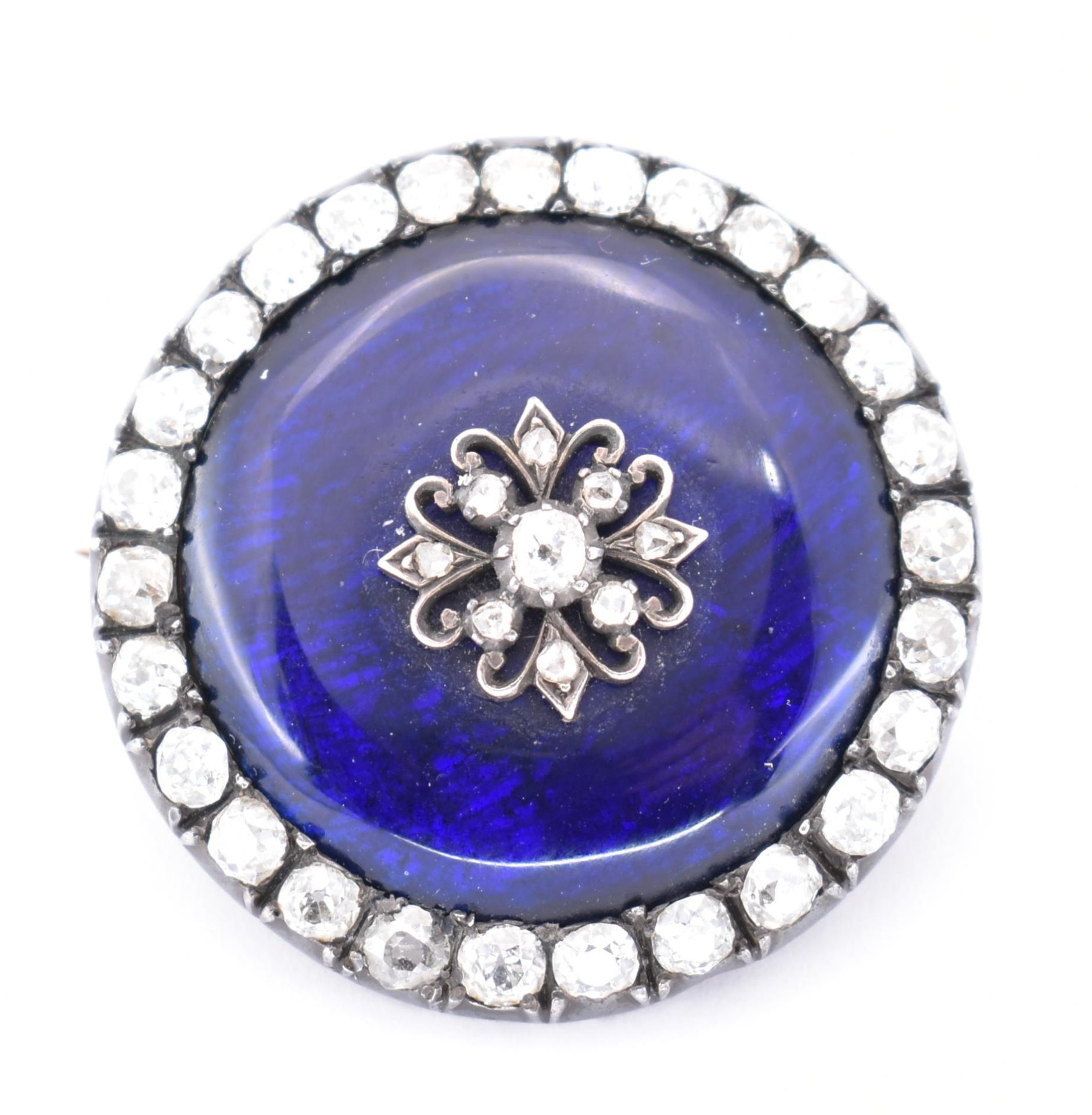 A VICTORIAN ENAMEL & DIAMOND LOCKET BROOCH - Image 3 of 7