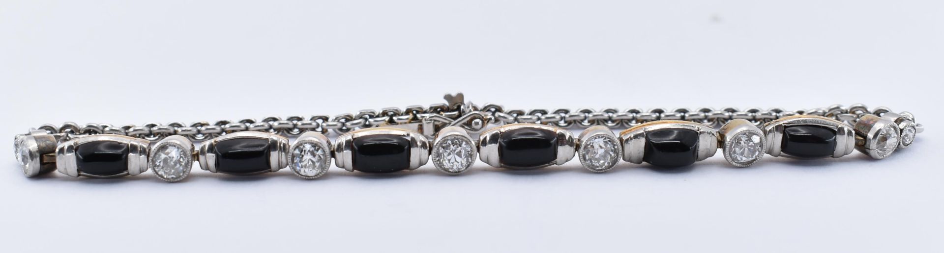 A PLATINUM GOLD ONYX & DIAMOND BRACELET - Image 2 of 4