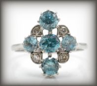 PLATINUM ZIRCON AND DIAMOND CRUCIFORM SET RING