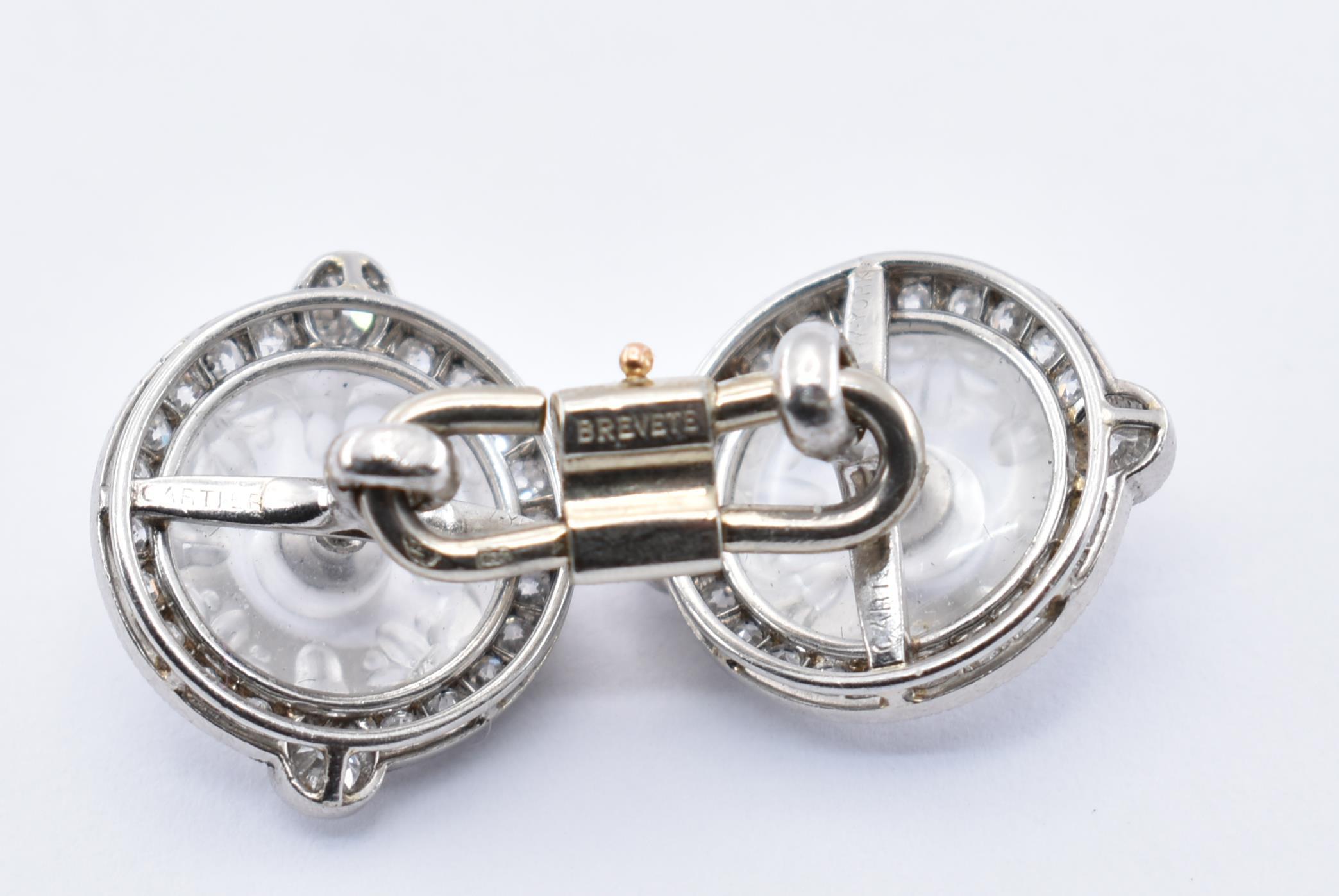 CARTIER WHITE GOLD PLATINUM & ROCK CRYSTAL CUFFLINKS - Image 4 of 8