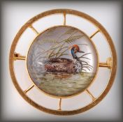 ESSEX CRYSTAL GOLD BROOCH PIN - DUCK & POND SCENE