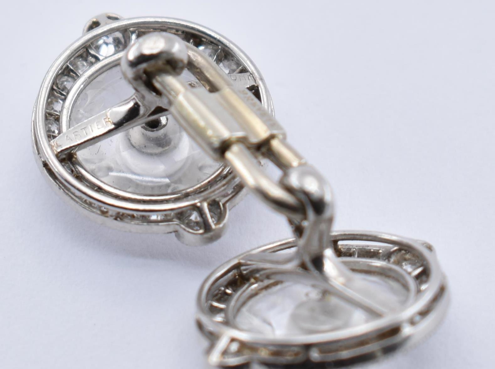 CARTIER WHITE GOLD PLATINUM & ROCK CRYSTAL CUFFLINKS - Image 7 of 8