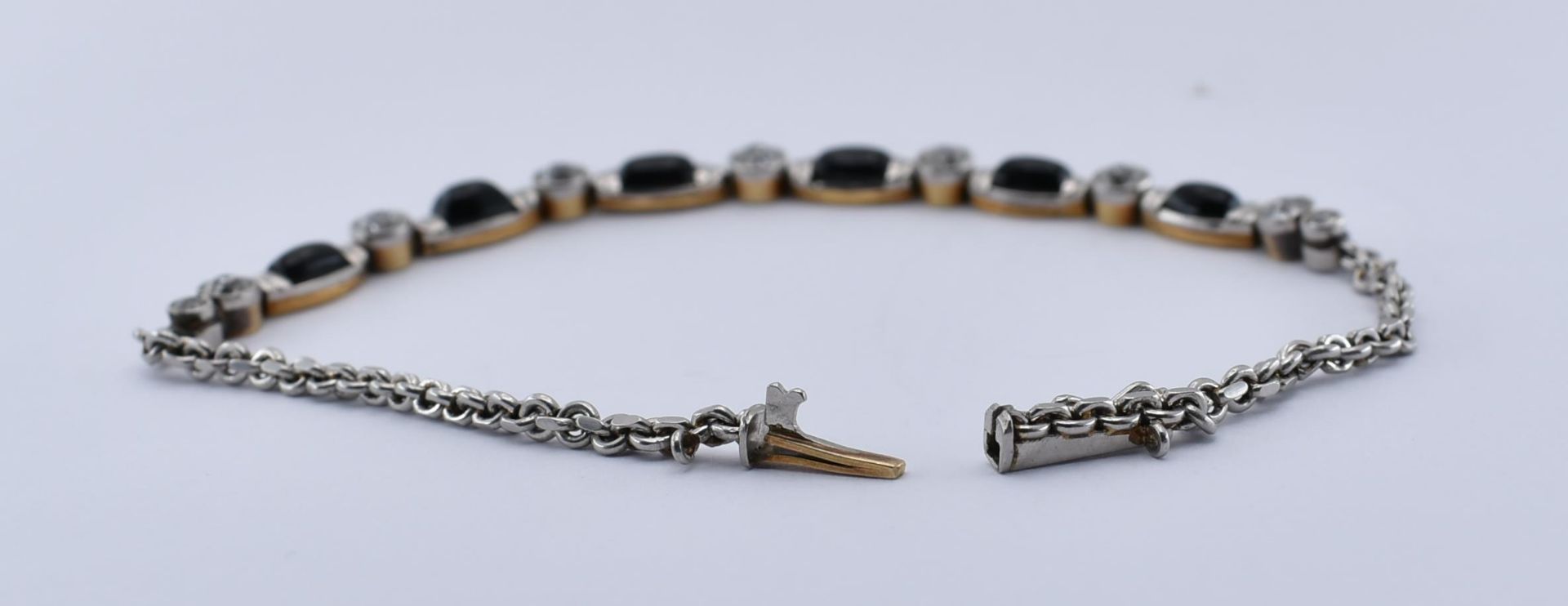 A PLATINUM GOLD ONYX & DIAMOND BRACELET - Image 4 of 4