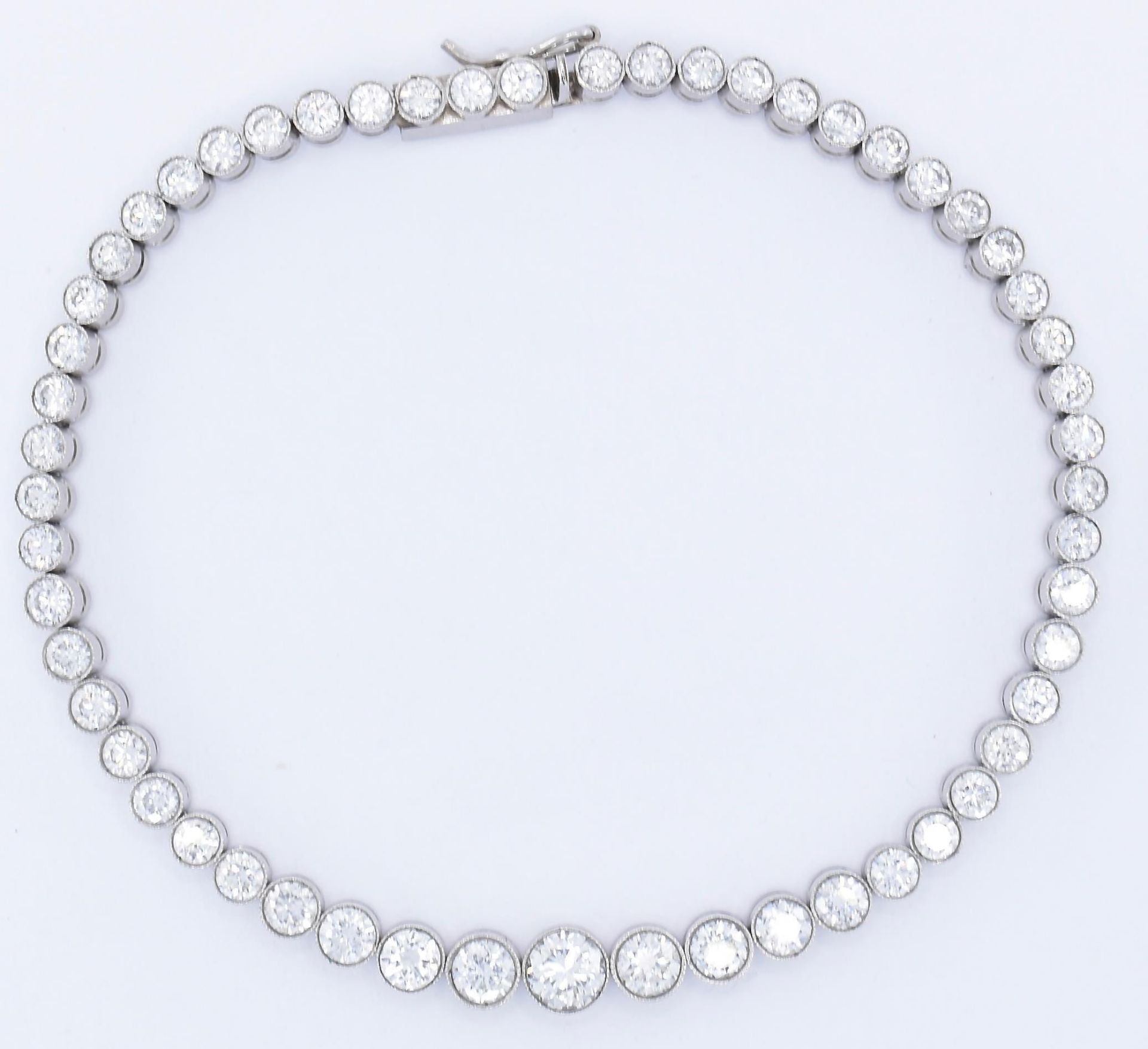 PLATINUM & DIAMOND TENNIS BRACELET - Image 6 of 6