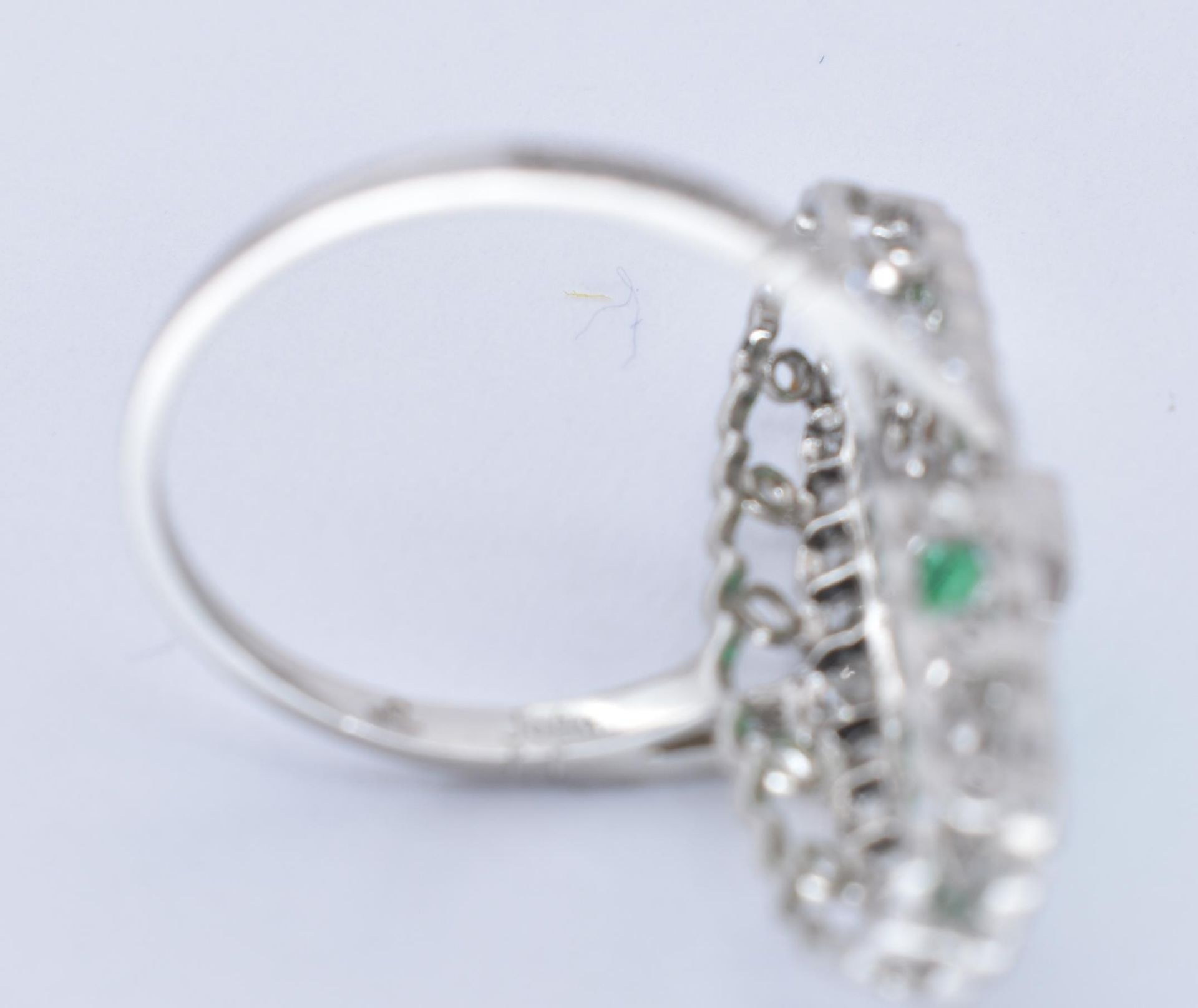 PLATINUM EMERALD & DIAMOND PANEL RING - Image 8 of 9