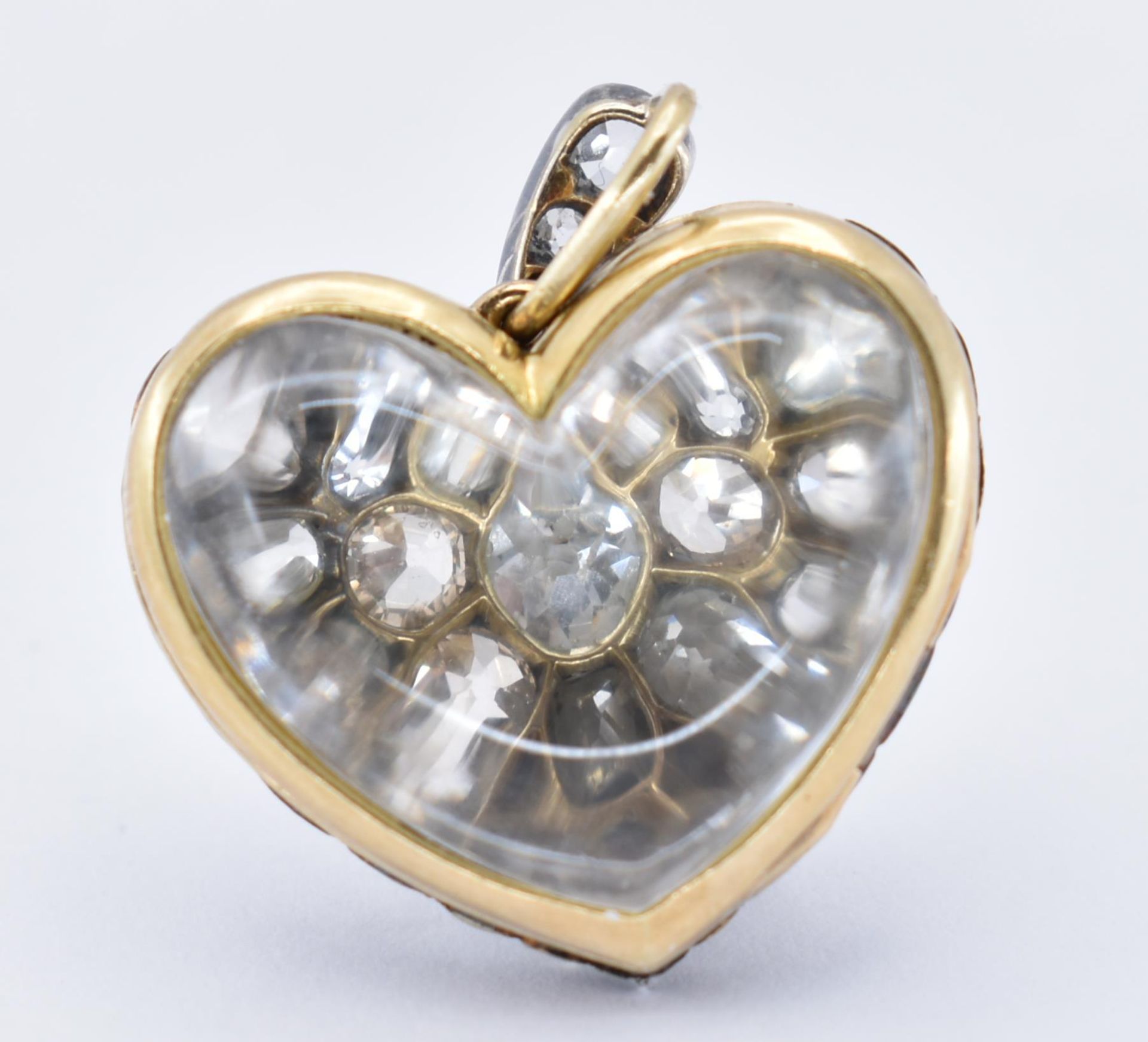 VICTORIAN DIAMOND & ROCK CRYSTAL HEART LOCK PENDANT - Image 5 of 6