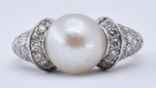 ART DECO PLATINUM AND PEARL DIAMOND RING