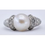 ART DECO PLATINUM AND PEARL DIAMOND RING