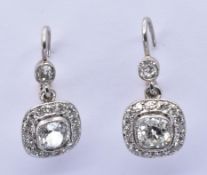 PAIR 18CT WHITE GOLD AND DIAMOND DROP EARRINGS