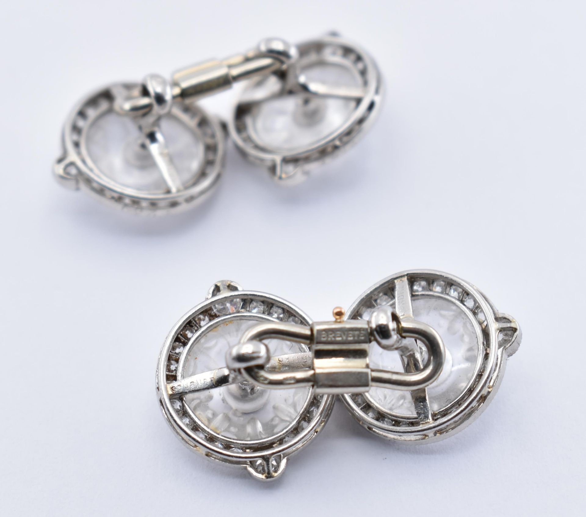 CARTIER WHITE GOLD PLATINUM & ROCK CRYSTAL CUFFLINKS - Image 8 of 8