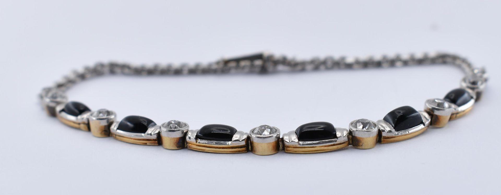 A PLATINUM GOLD ONYX & DIAMOND BRACELET - Image 3 of 4