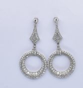 PAIR OF PLATINUM AND DIAMOND ROCK EARRINGS