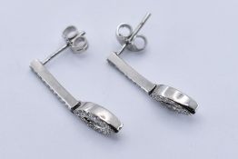 PAIR 18CT WHITE GOLD AND DIAMOND DROP EARRINGS