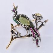 19TH CENTURY BIRD OF PARADISE FIGURAL BROOCH