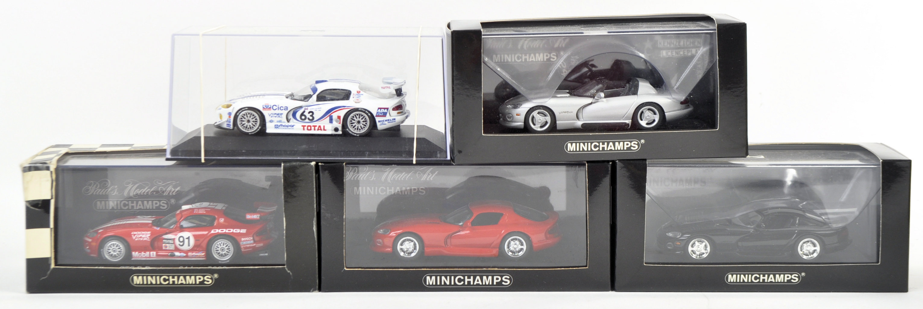 COLLECTION OF X5 MINICHAMPS DIECAST MODEL CARS