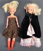 TWO ORIGINAL VINTAGE SINDY DOLLS WITH OUTFITS