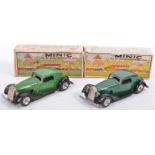 TWO VINTAGE TRI-ANG MINIC TOYS CLOCKWORK TIN PLATE CARS