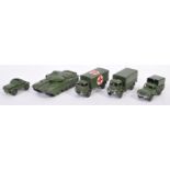 COLLECTION OF X5 VINTAGE DINKY TOYS DIECAST MILITARY VEHICLES