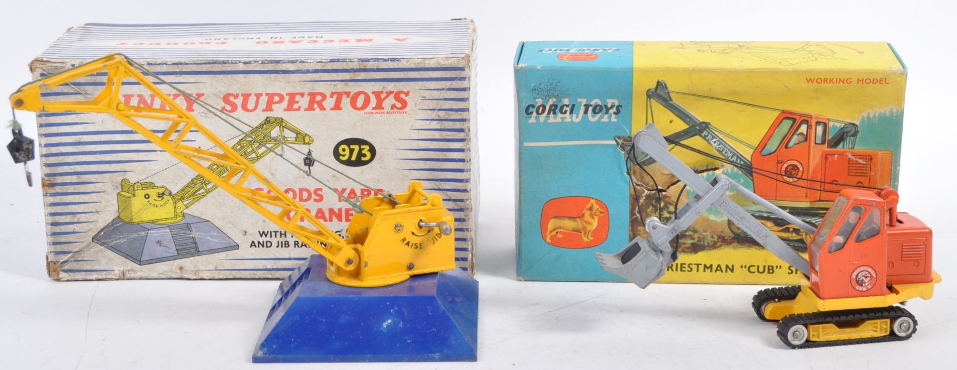 TWO VINTAGE CORGI TOYS & DINKY TOYS DIECAST MODEL CRANES