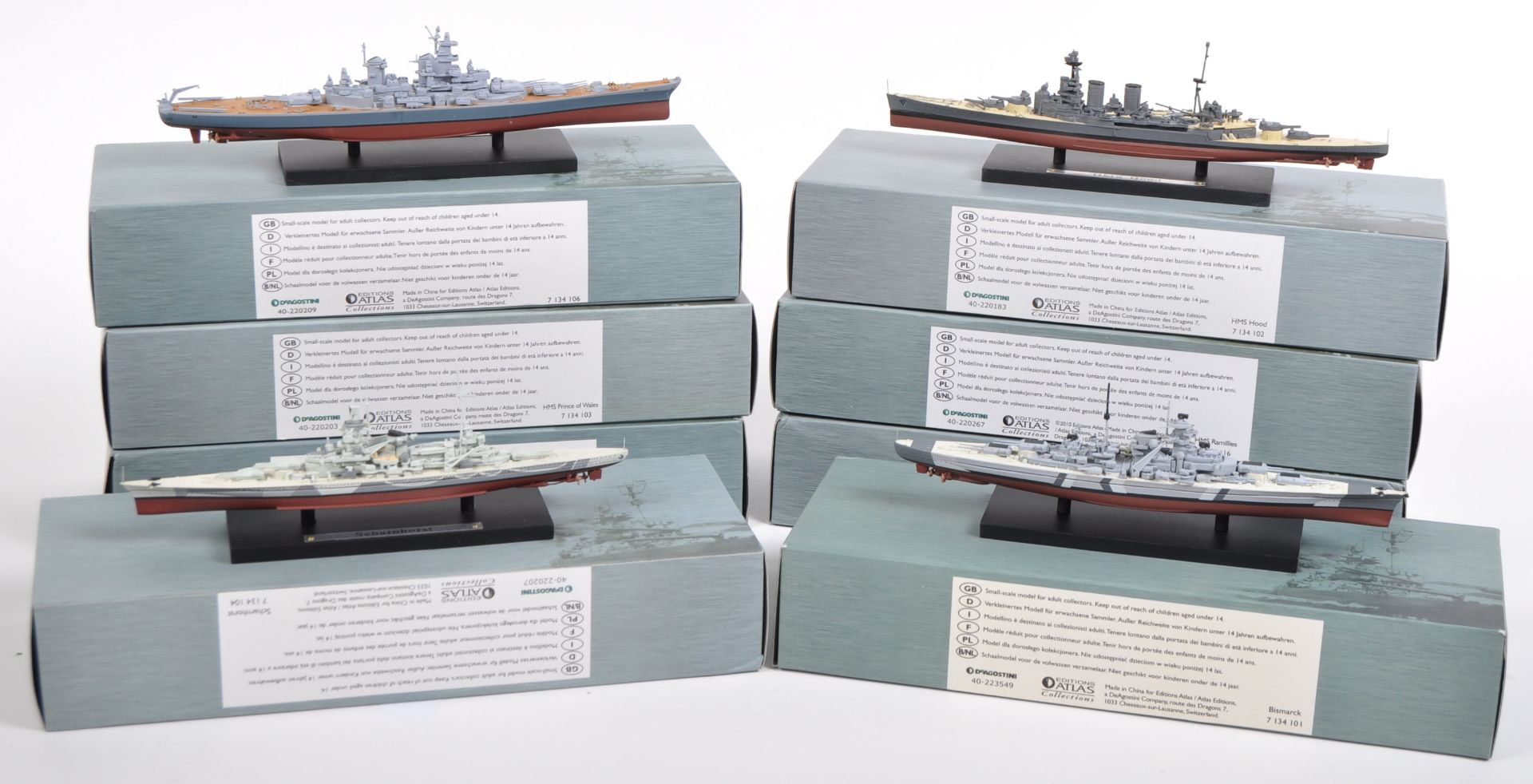 COLLECTION OF ATLAS EDITIONS SCALE MODEL BATTLESHIPS