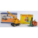 TWO VINTAGE DINKY TOYS BOXED DIECAST MODEL CRANE & FORK LIFT