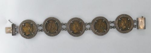 GREEK 800 SILVER COIN BRACELET CHAIN